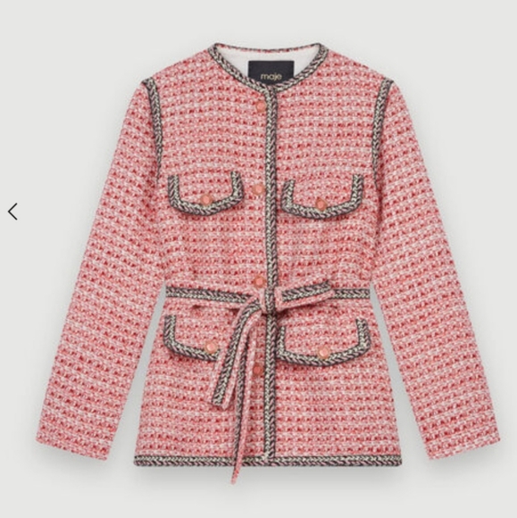 Maje Tweed Jacket with Belt Size M - Picture 1 of 12